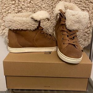 UGG Women's Tan Shearling High-Top Sneakers